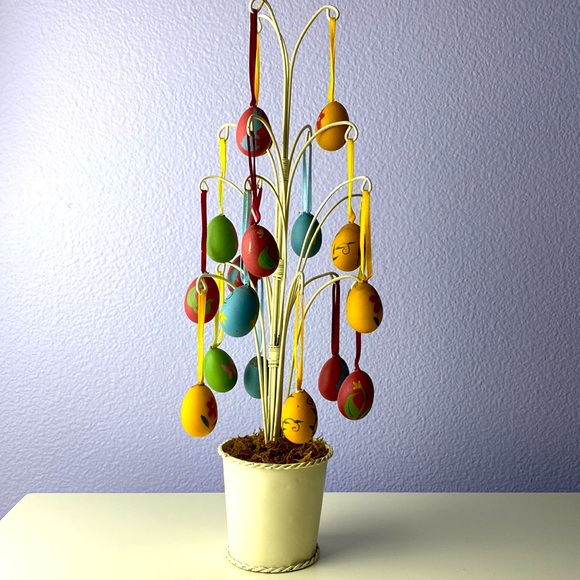 Holiday Vintage Easter Egg Tree With Metal Planting Pot Poshmark